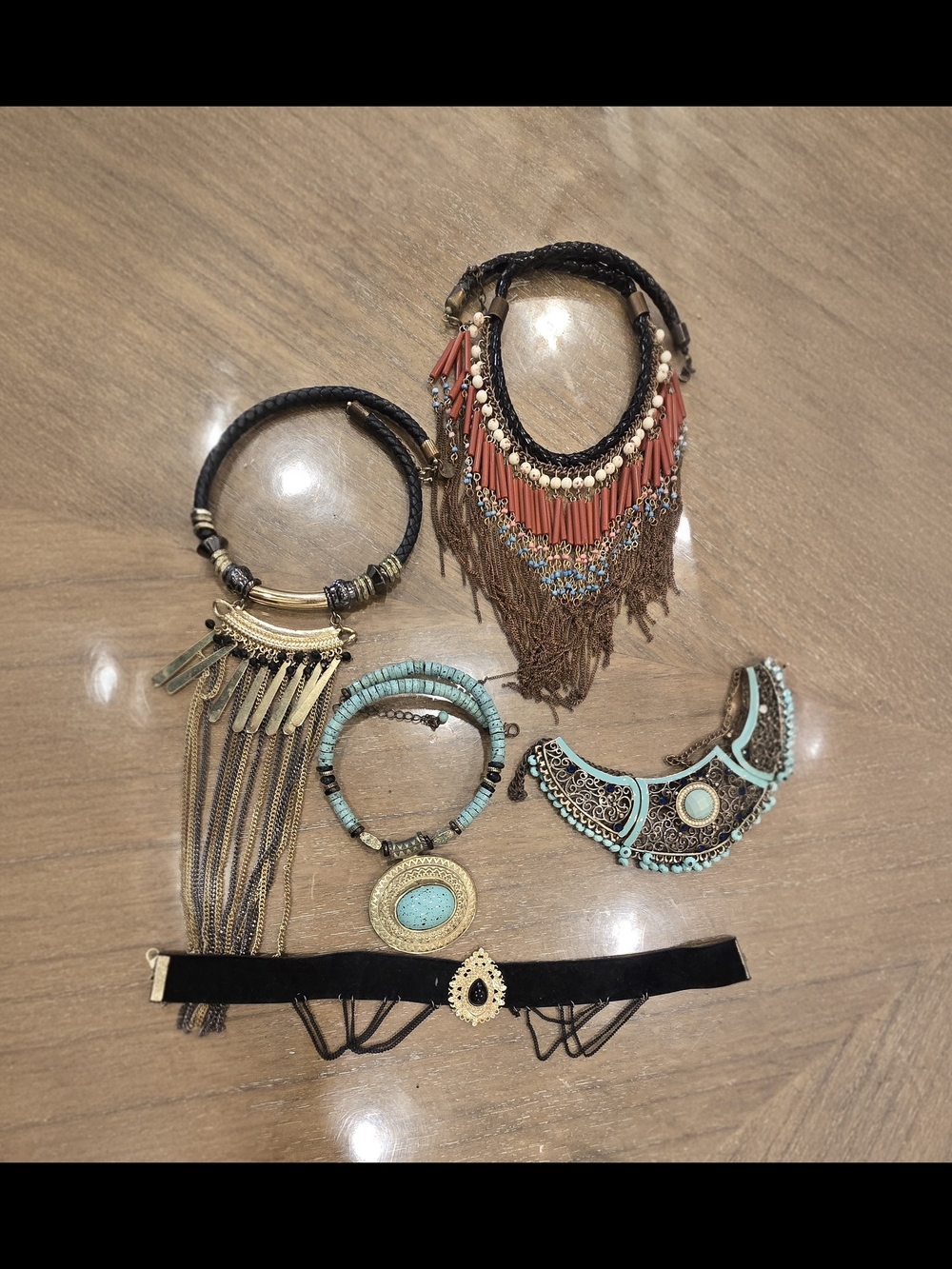 Lot of 6 Boho Fringe Statement Necklaces And Chocker